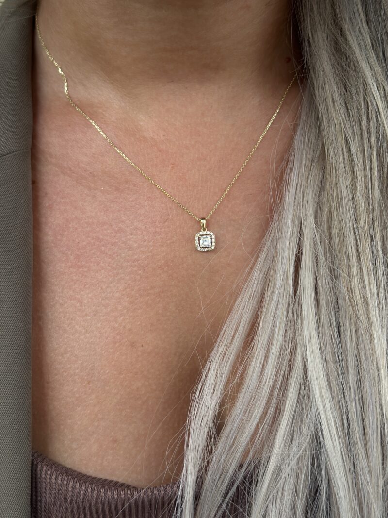 Baguette Princess quadratisch - Kette mit Anhänger - 585er Gold - Juwelier Di-EL – Bild 2