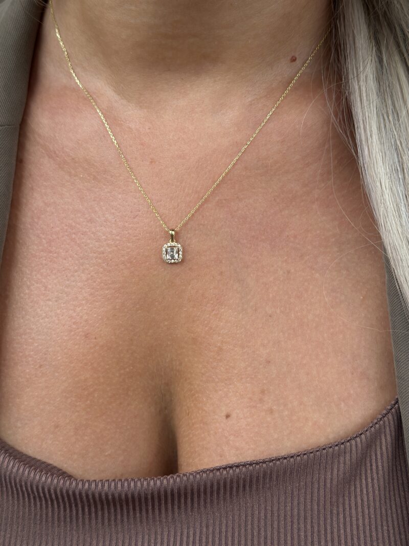 Baguette Princess quadratisch - Kette mit Anhänger - 585er Gold - Juwelier Di-EL – Bild 3