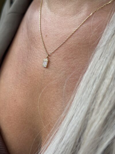 Baguette Rechteck Small - Kette mit Anhänger - 585er Gold - Juwelier Di-EL