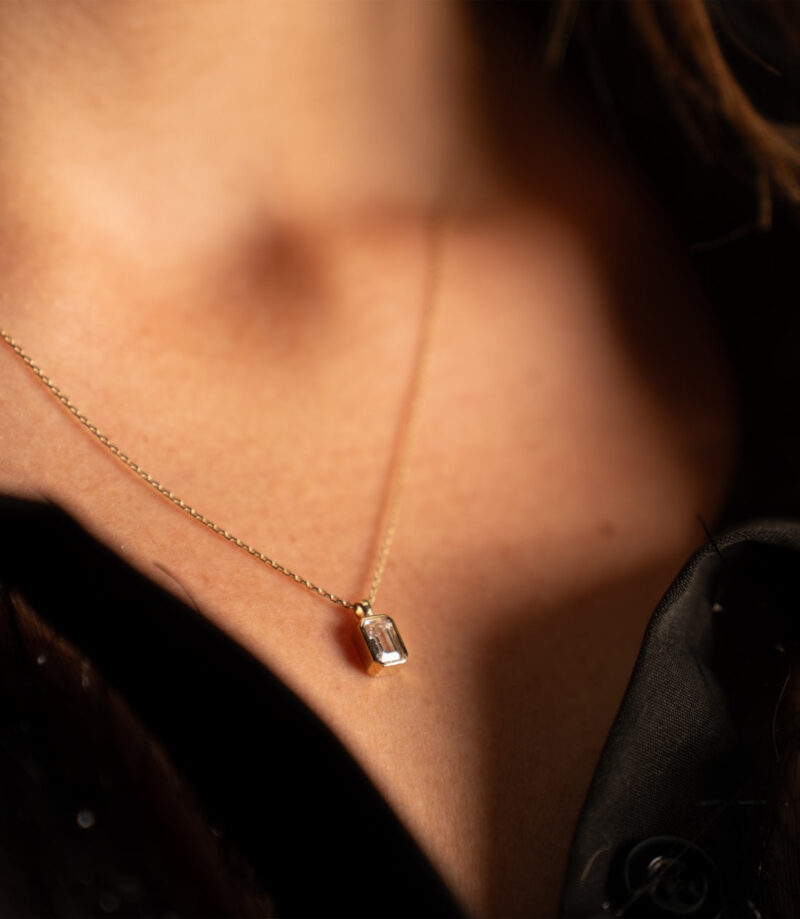 Baguette dezent - Kette mit Anhänger - 585er Gold - Juwelier Di-EL – Bild 3