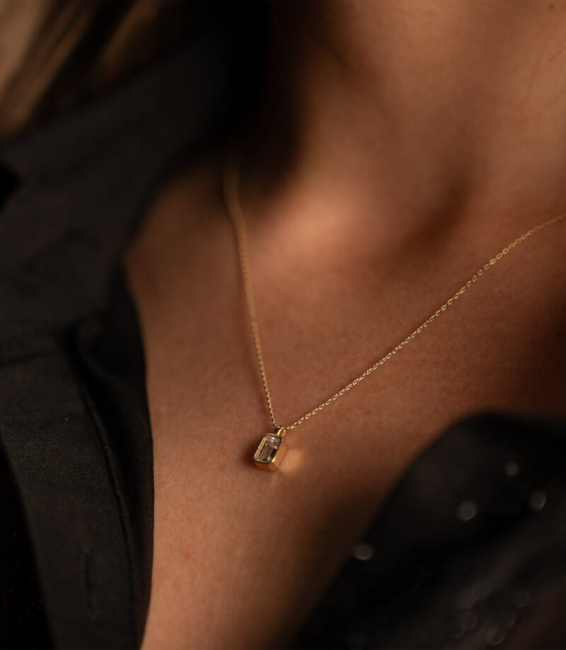Baguette dezent - Kette mit Anhänger - 585er Gold - Juwelier Di-EL – Bild 2