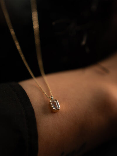 Baguette dezent - Kette mit Anhänger - 585er Gold - Juwelier Di-EL