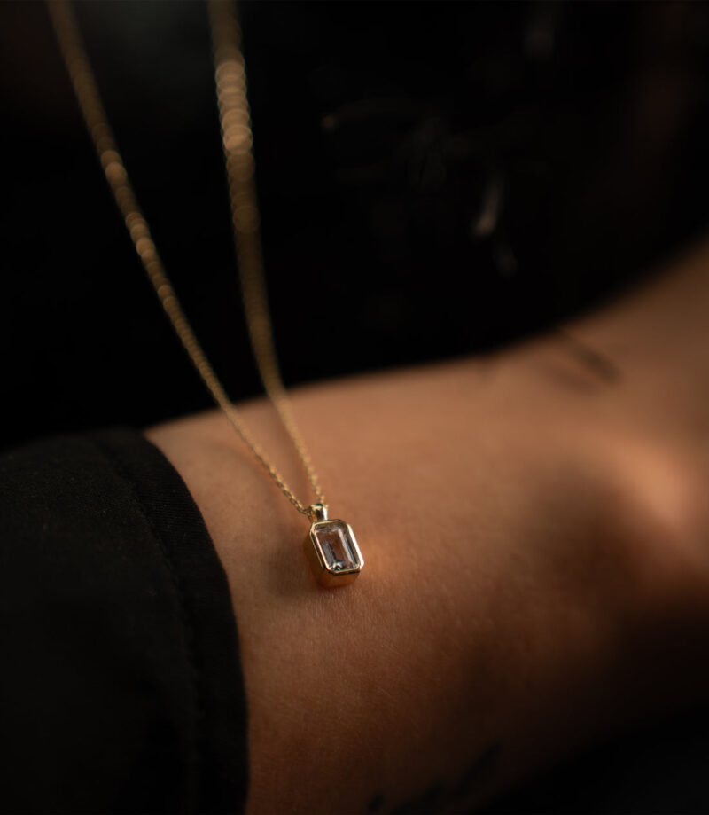 Baguette dezent - Kette mit Anhänger - 585er Gold - Juwelier Di-EL