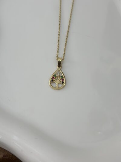 Lebensbaum Tropfen - Kette mit Anhänger - 585er Gold - Juwelier Di-EL
