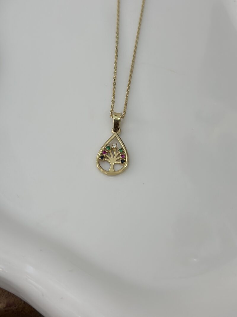 Lebensbaum Tropfen - Kette mit Anhänger - 585er Gold - Juwelier Di-EL