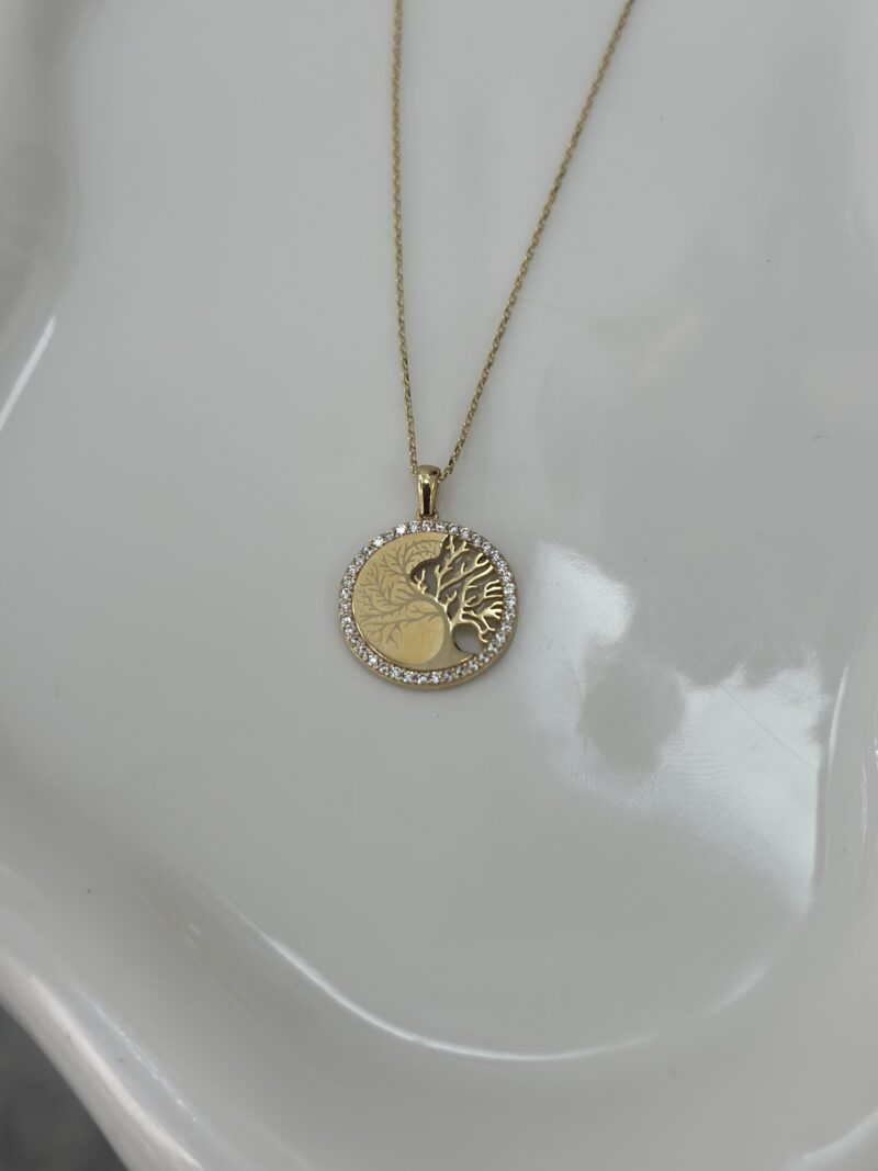 Lebensbaum Glitzer Rahmen - Kette mit Anhänger - 585er Gold - Juwelier Di-EL – Bild 3