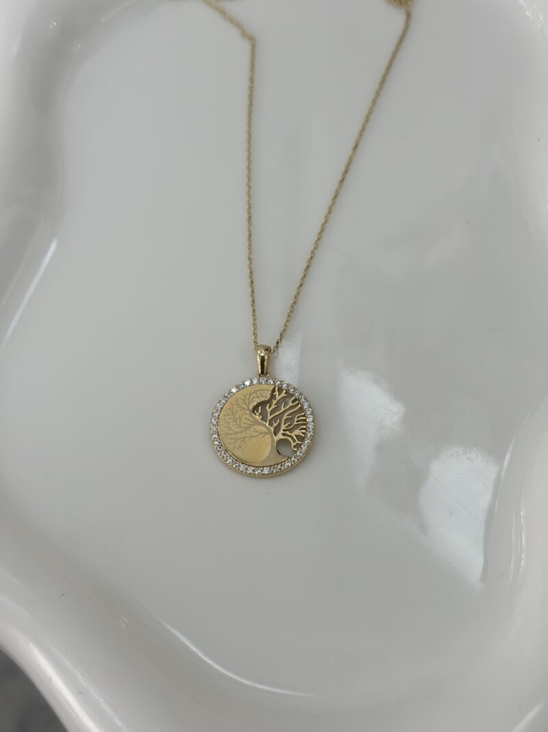 Lebensbaum Glitzer Rahmen - Kette mit Anhänger - 585er Gold - Juwelier Di-EL