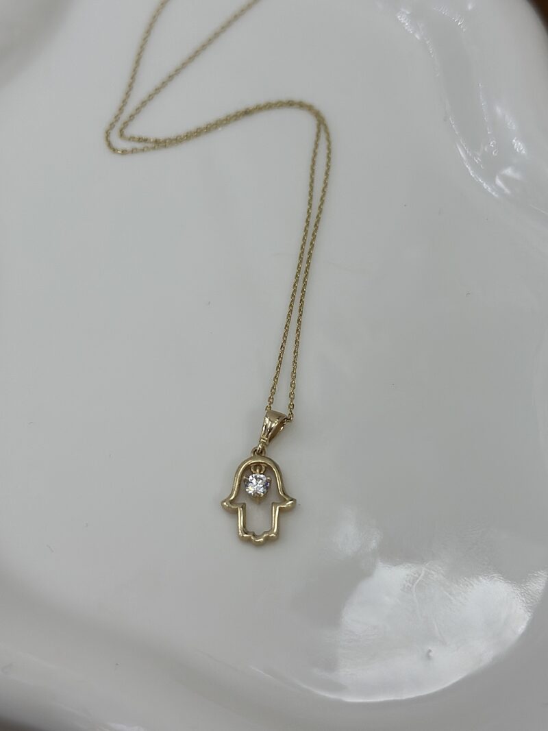 Fatimas Hand Beweglicher Zirkonia- Kette mit Anhänger - 585er Gold - Juwelier Di-EL – Bild 3