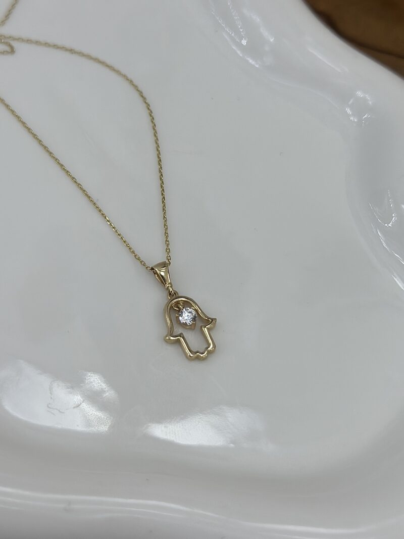 Fatimas Hand Beweglicher Zirkonia- Kette mit Anhänger - 585er Gold - Juwelier Di-EL – Bild 2