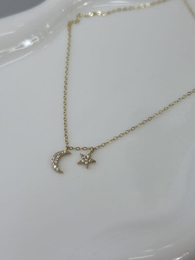 Halbmond Stern- Kette mit Anhänger - 585er Gold - Juwelier Di-EL