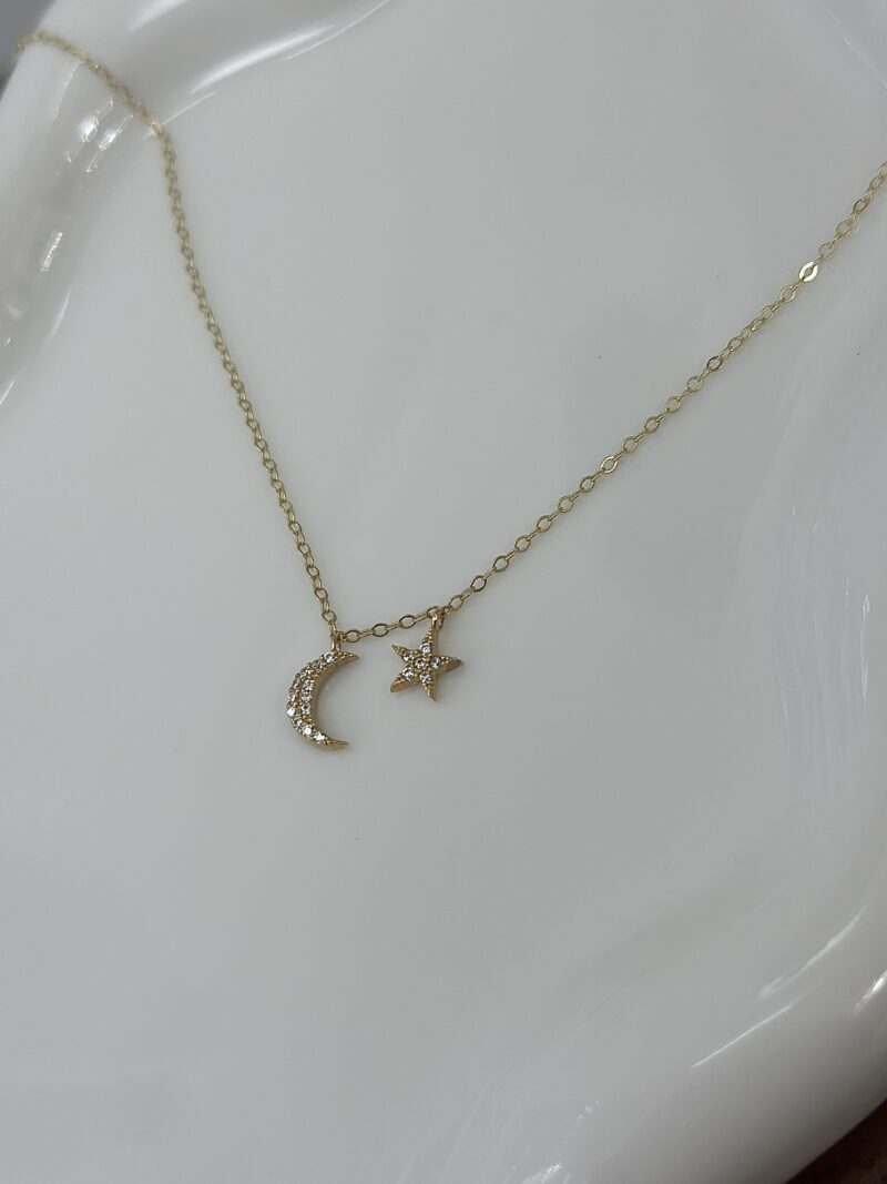 Halbmond Stern- Kette mit Anhänger - 585er Gold - Juwelier Di-EL – Bild 2