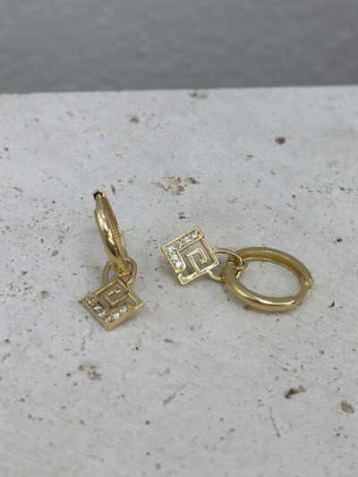 Meander Creolen Anhänger -Ohrring - 585er Gold - Juwelier Di-EL