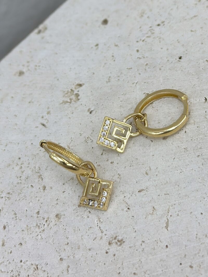 Meander Creolen Anhänger -Ohrring - 585er Gold - Juwelier Di-EL – Bild 3