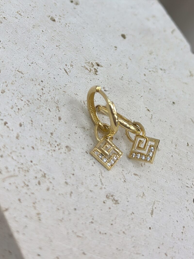 Meander Creolen Anhänger -Ohrring - 585er Gold - Juwelier Di-EL – Bild 2