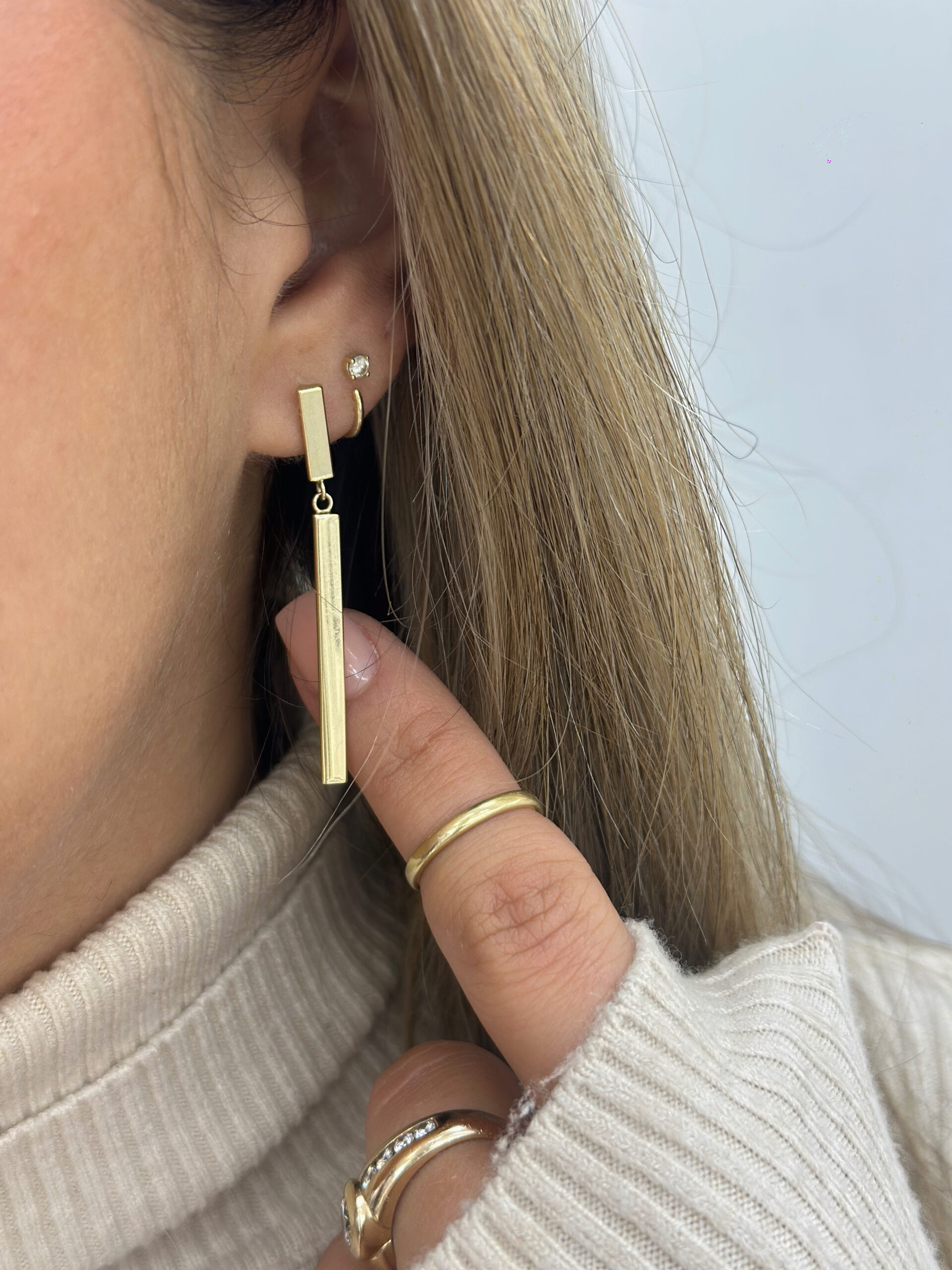 Stäbchen Hänger Stecker -Ohrring - 585er Gold - Juwelier Di-EL – Bild 2