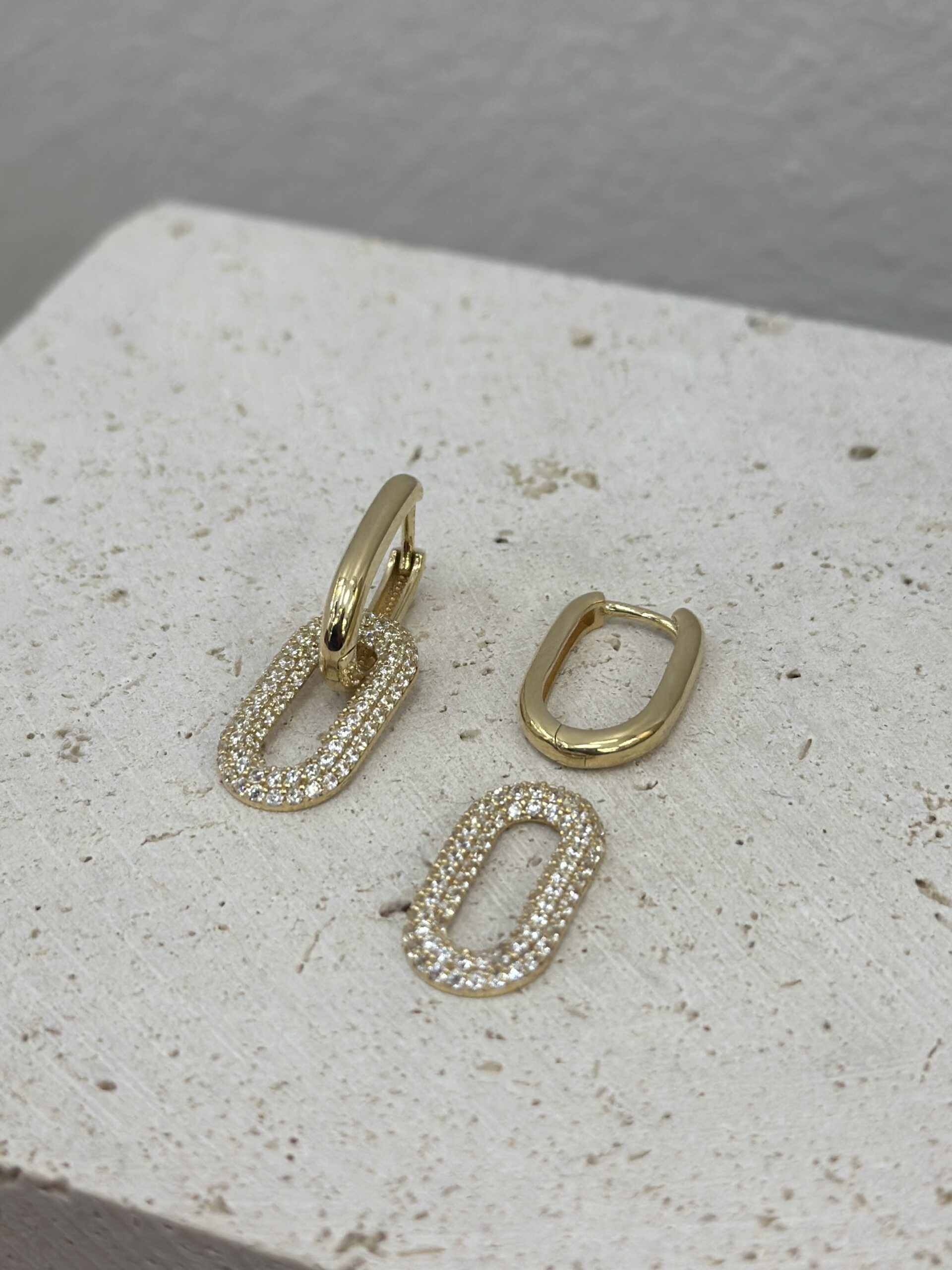 Paperclip Creolen 2-in-1 -Ohrring - 585er Gold - Juwelier Di-EL