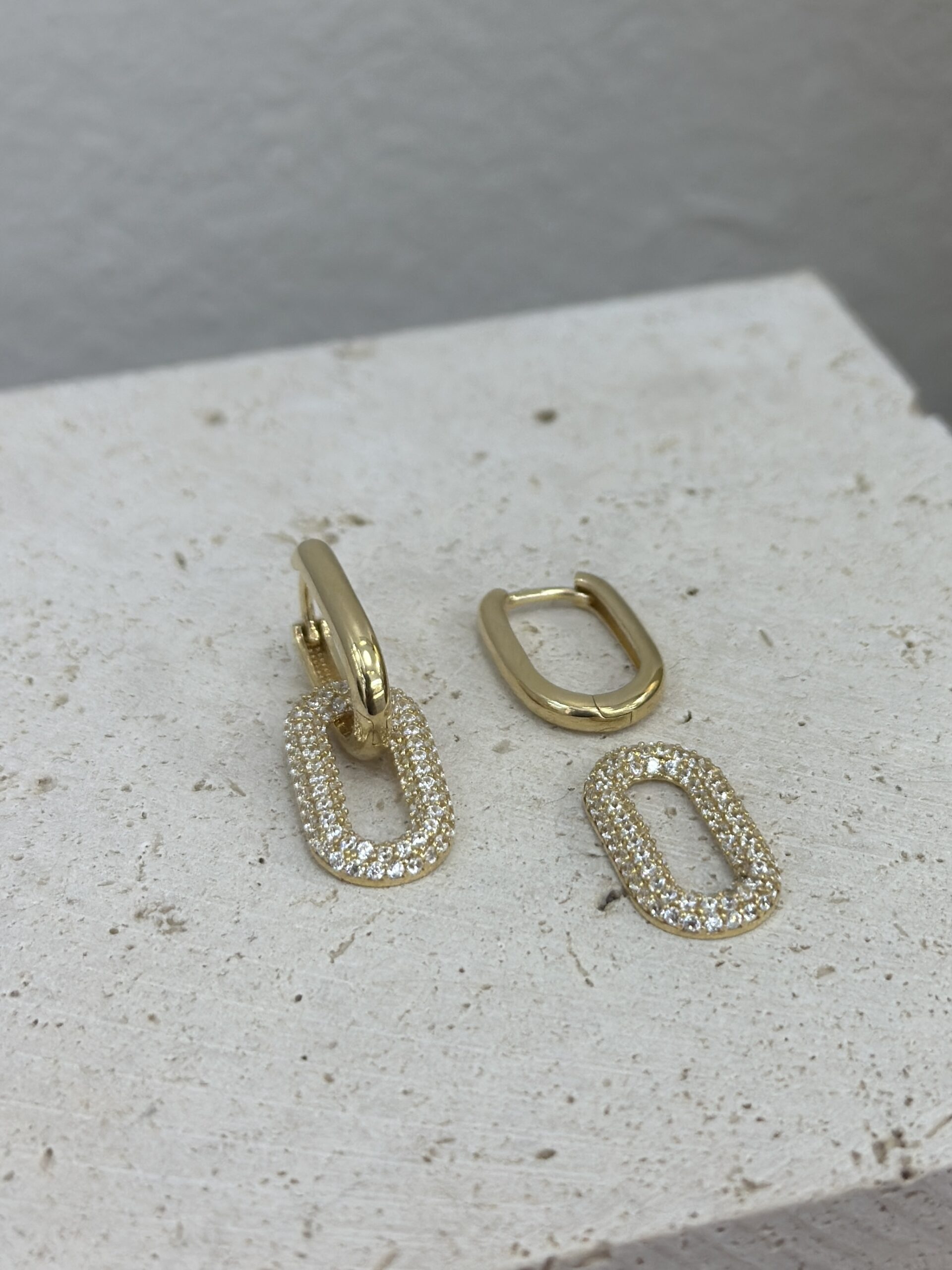 Paperclip Creolen 2-in-1 -Ohrring - 585er Gold - Juwelier Di-EL – Bild 2