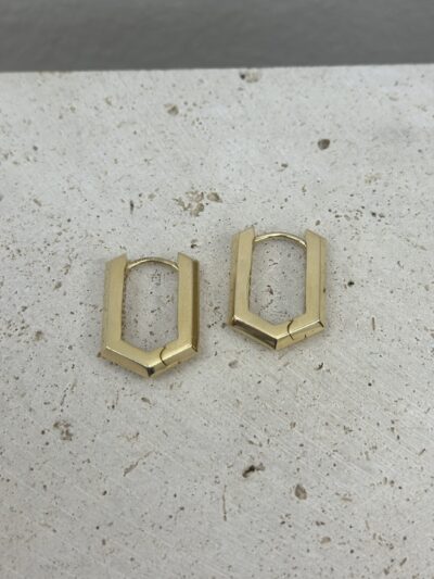 Eckige Creolen Huggie Hoops -Ohrring - 585er Gold - Juwelier Di-EL