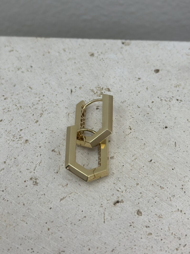 Eckige Creolen Huggie Hoops -Ohrring - 585er Gold - Juwelier Di-EL – Bild 2
