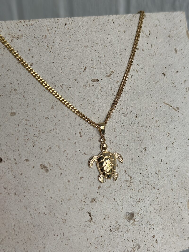 Schildkröte Poliert Massiv - Kette mit Anhänger - 585er Gold - Juwelier Di-EL – Bild 2