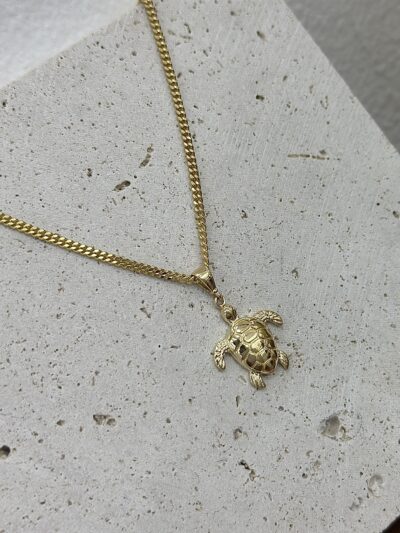 Schildkröte Poliert Massiv - Kette mit Anhänger - 585er Gold - Juwelier Di-EL