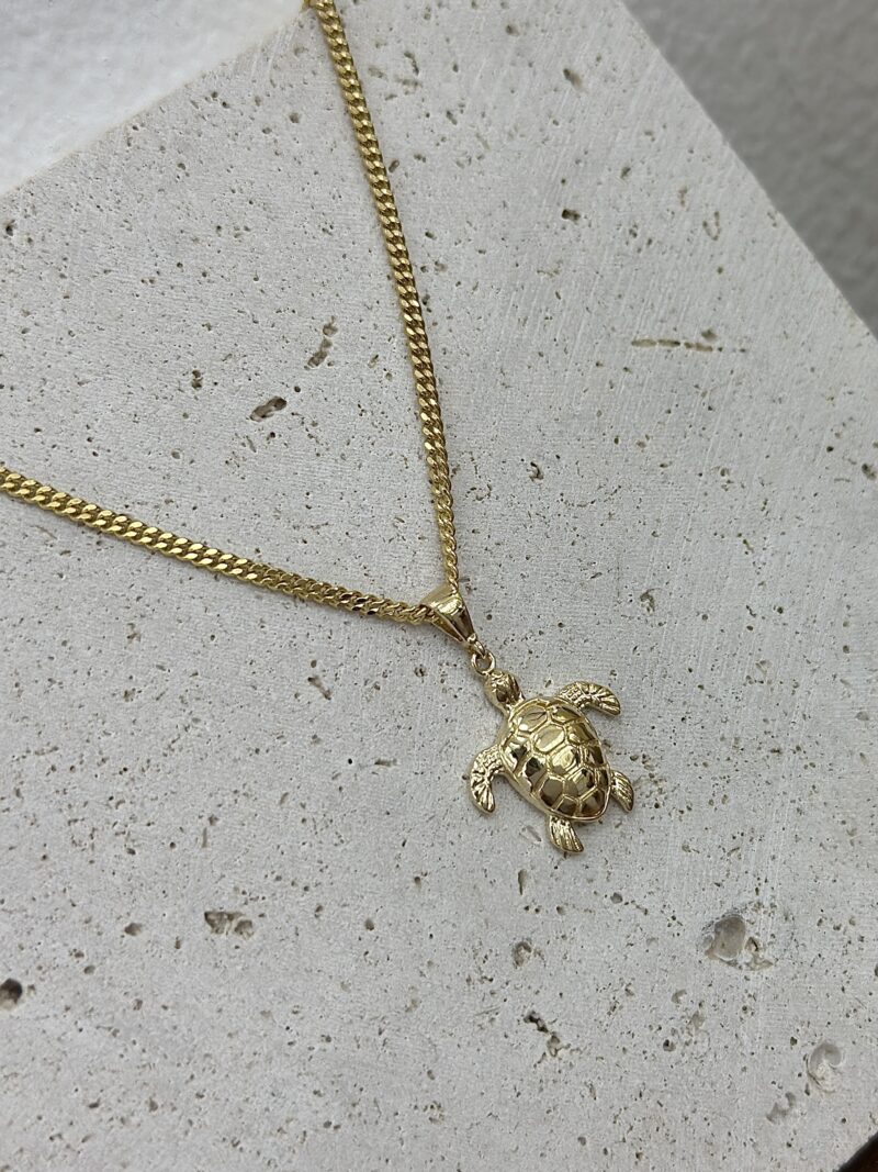 Schildkröte Poliert Massiv - Kette mit Anhänger - 585er Gold - Juwelier Di-EL