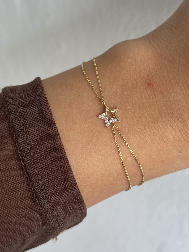 Stern Halb Zirkonia -Armband - 585er Gold - Juwelier Di-EL – Bild 3