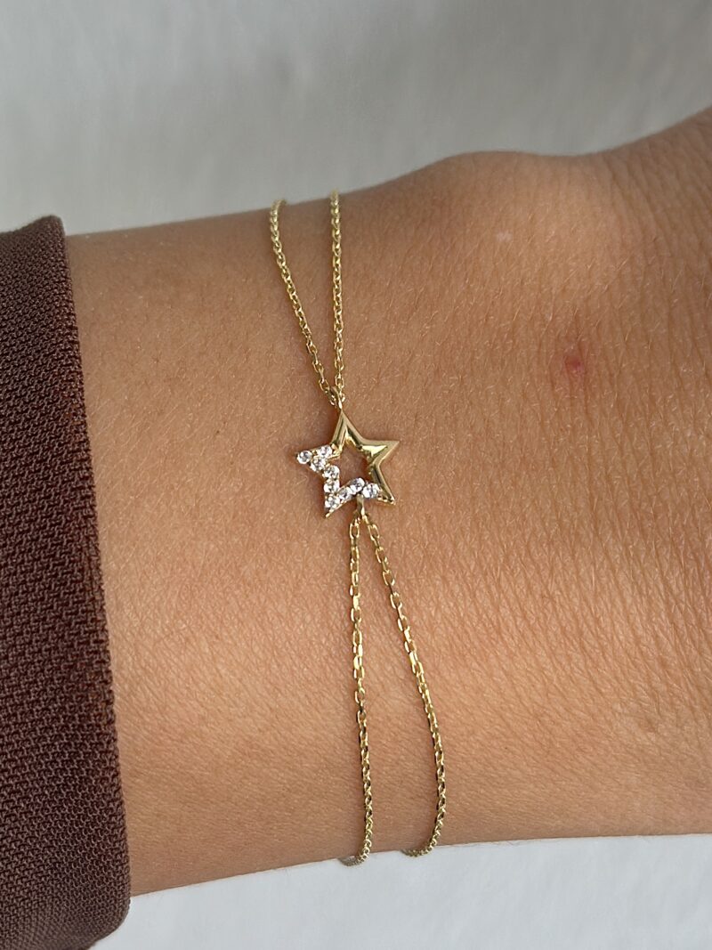 Stern Halb Zirkonia -Armband - 585er Gold - Juwelier Di-EL