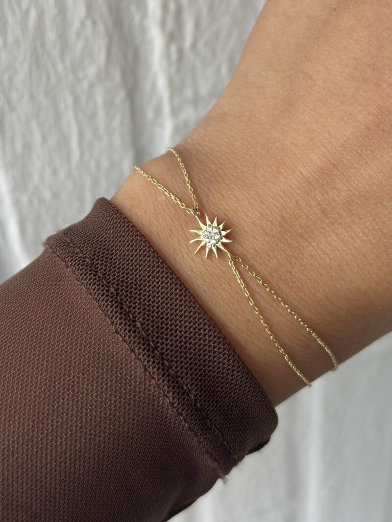 Sonne Flach Zirkonia -Armband - 585er Gold - Juwelier Di-EL