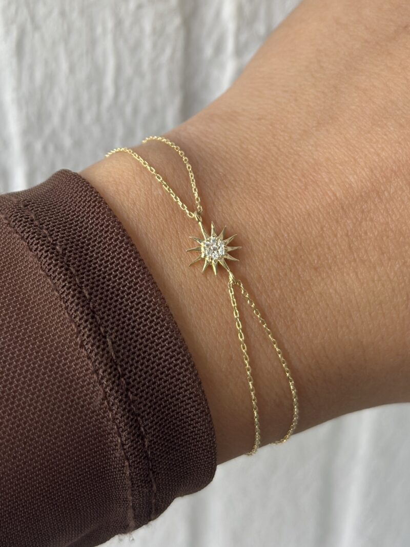 Sonne Flach Zirkonia -Armband - 585er Gold - Juwelier Di-EL – Bild 3