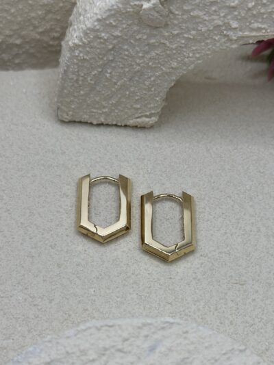 Eckige Creolen Huggie Hoops -Ohrring - 585er Gold - Juwelier Di-EL