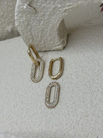 Paperclip Creolen 2-in-1 -Ohrring - 585er Gold - Juwelier Di-EL