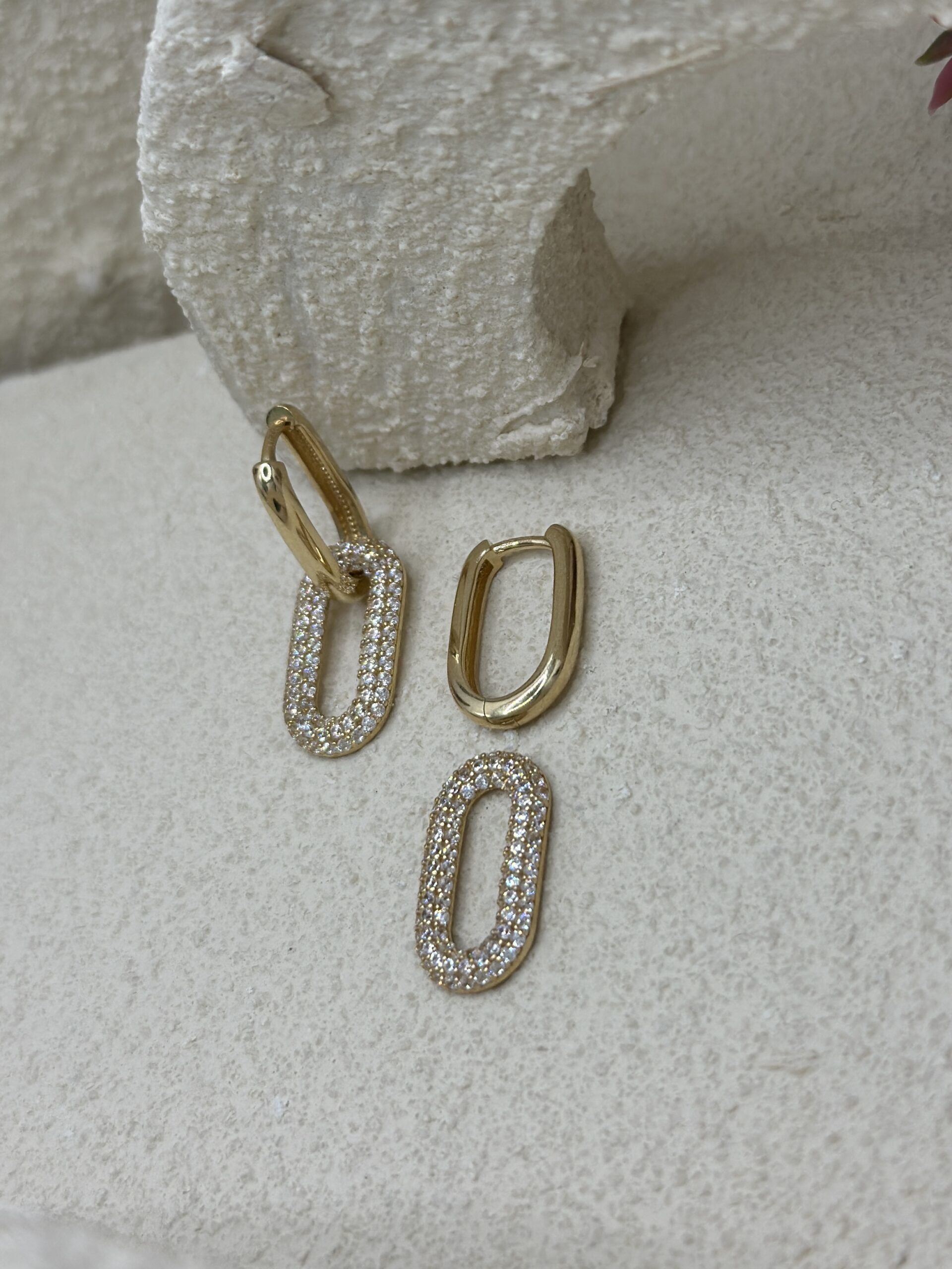 Paperclip Creolen 2-in-1 -Ohrring - 585er Gold - Juwelier Di-EL