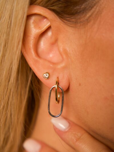 Ovale Verbindung Bicolor Stecker -Ohrring - 585er Gold - Juwelier Di-EL