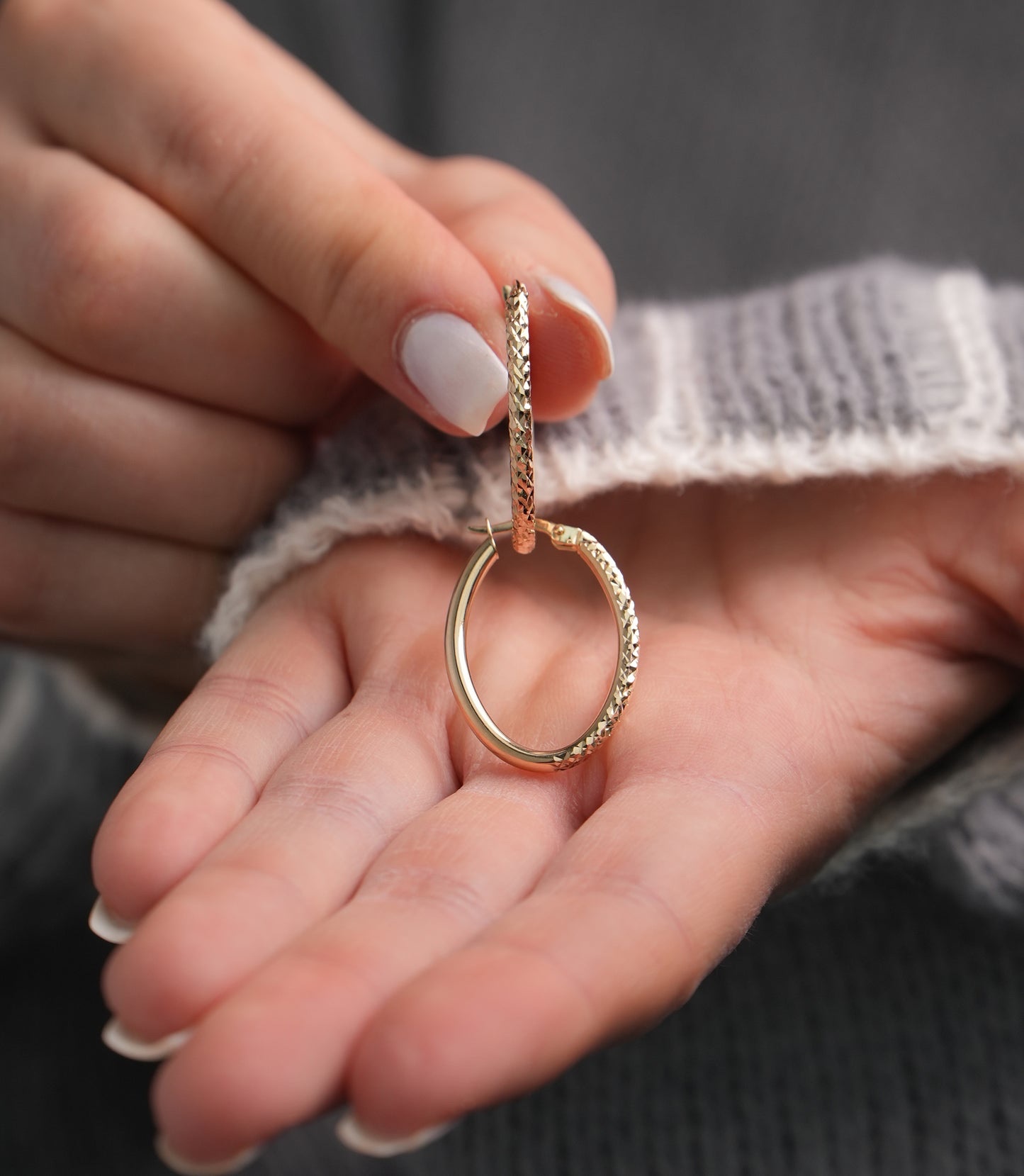 Ovale Halb Dorika Creolen -Ohrring - 585er Gold - Juwelier Di-EL