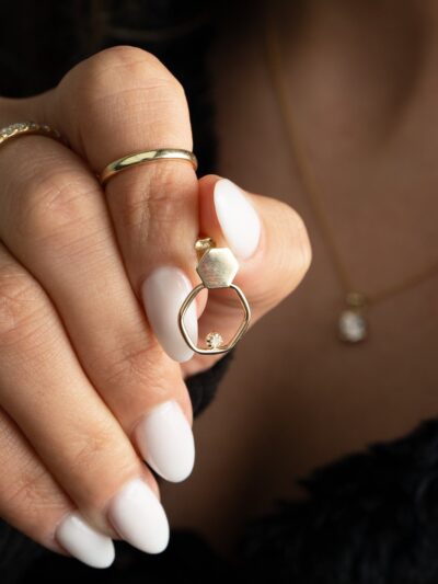 Fünfeckige Stecker -Ohrring - 585er Gold - Juwelier Di-EL