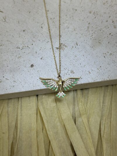 Grüner Phönix-Kette mit Anhänger 585er Gold - Juwelier Di-EL