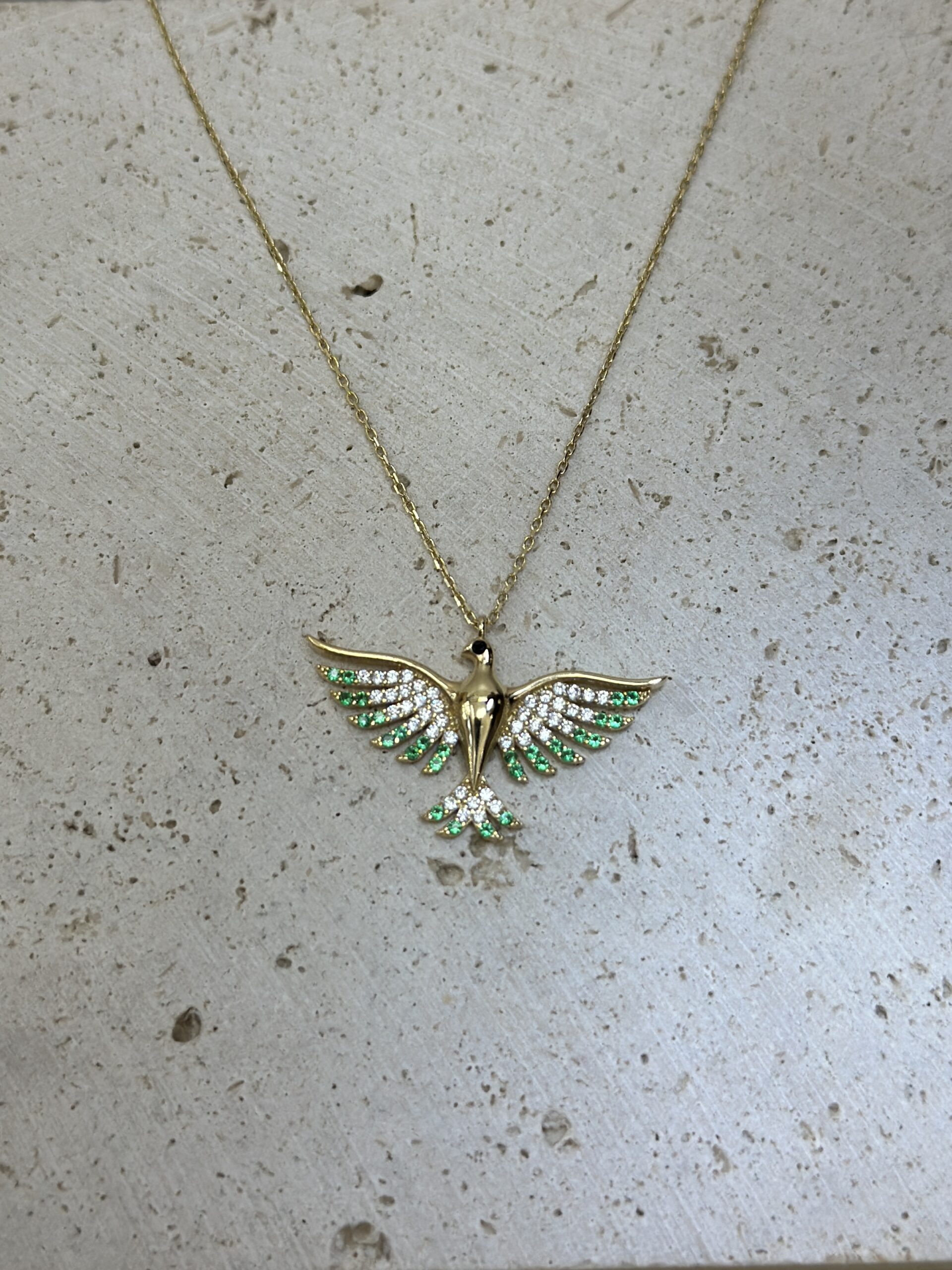 Grüner Phönix-Kette mit Anhänger 585er Gold - Juwelier Di-EL – Bild 2