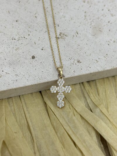 Kreuz Glitzer - Kette mit Anhänger - 585er Gold - Juwelier Di-EL