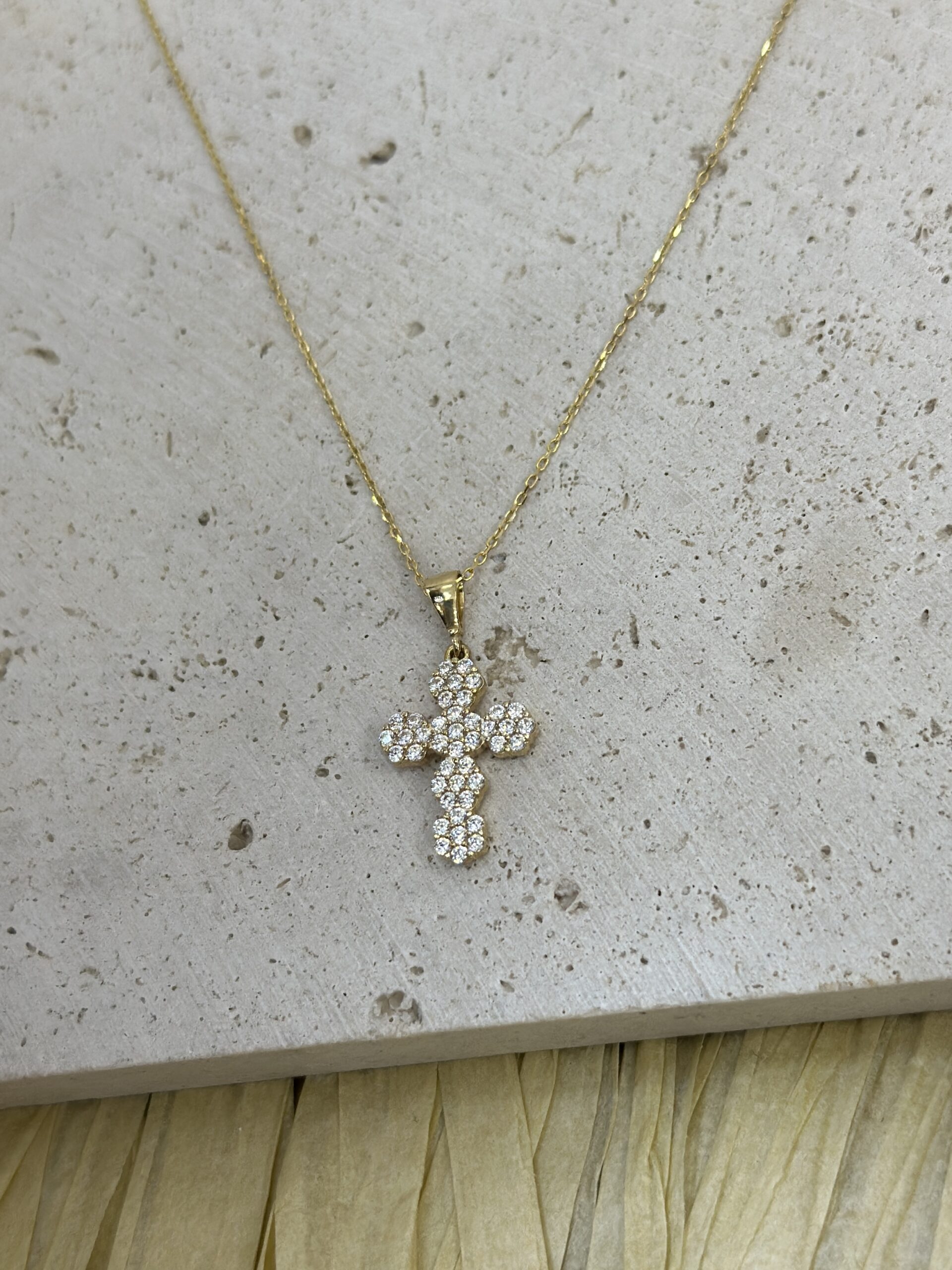 Kreuz Glitzer - Kette mit Anhänger - 585er Gold - Juwelier Di-EL – Bild 2