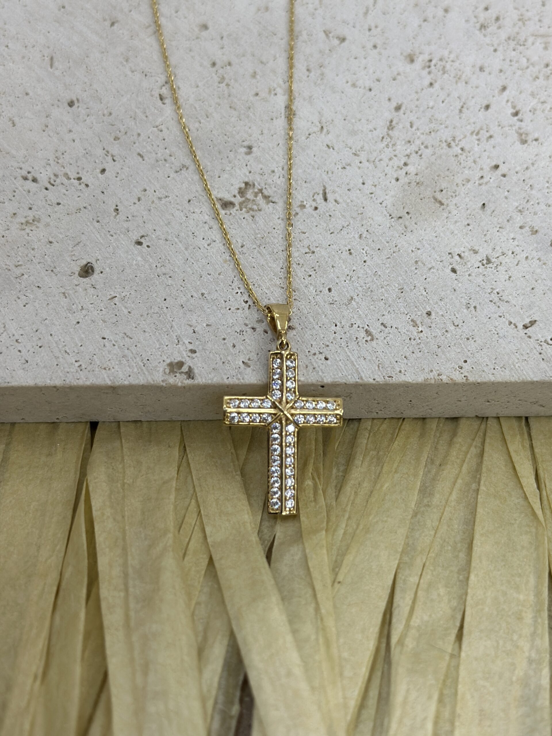 Double Kreuz- Kette mit Anhänger - 585er Gold - Juwelier Di-EL