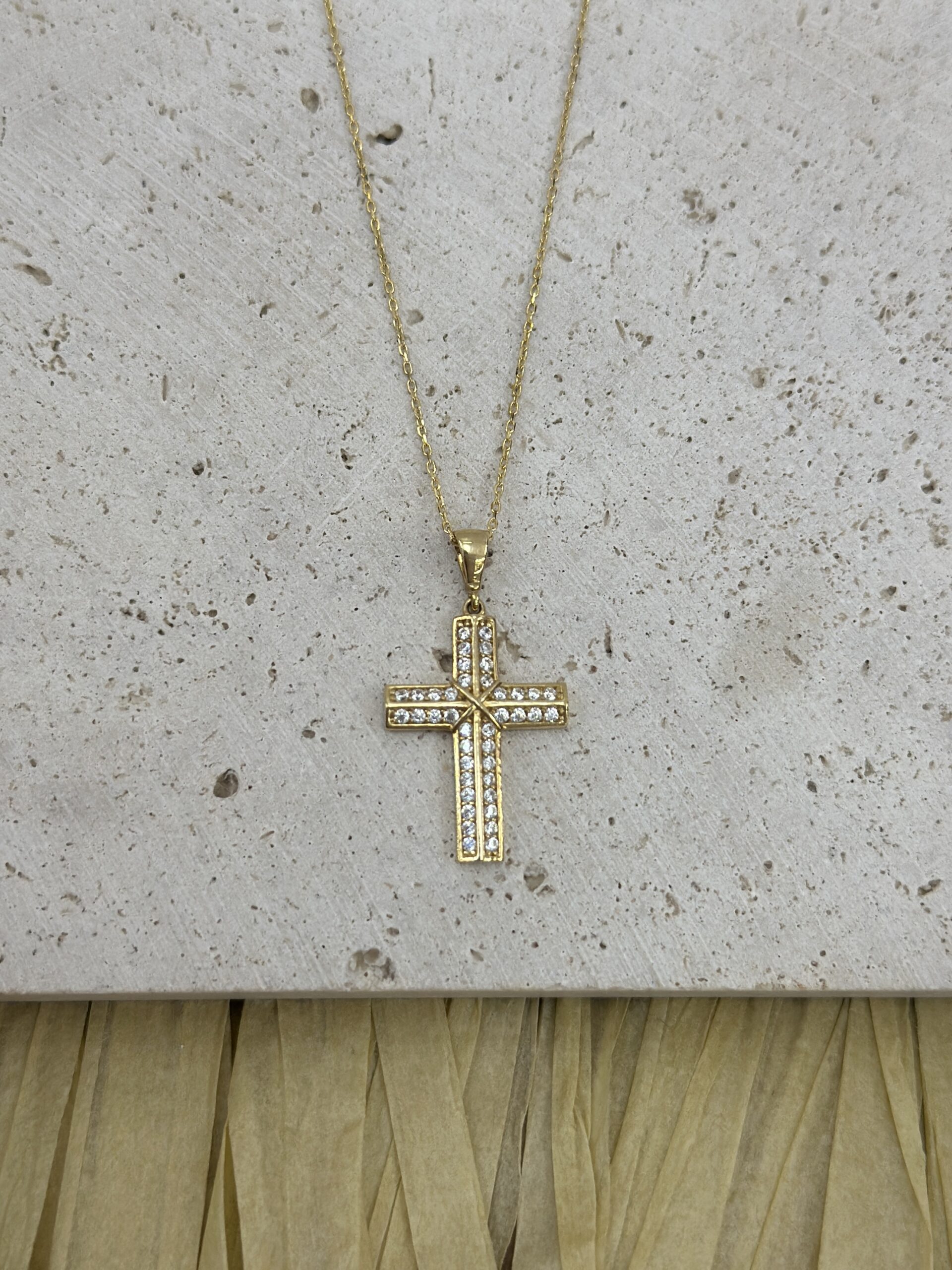 Double Kreuz- Kette mit Anhänger - 585er Gold - Juwelier Di-EL – Bild 2