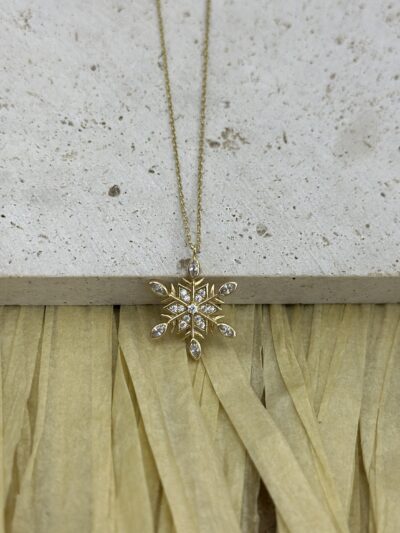 Schneeflocken Anhänger- Kette mit Anhänger - 585er Gold - Juwelier Di-EL