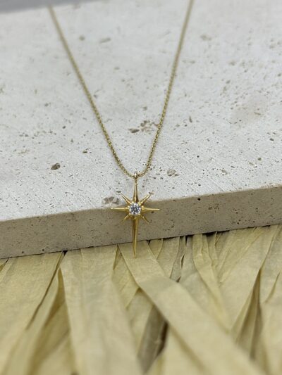 Polarstern Anhänger- Kette mit Anhänger - 585er Gold - Juwelier Di-EL