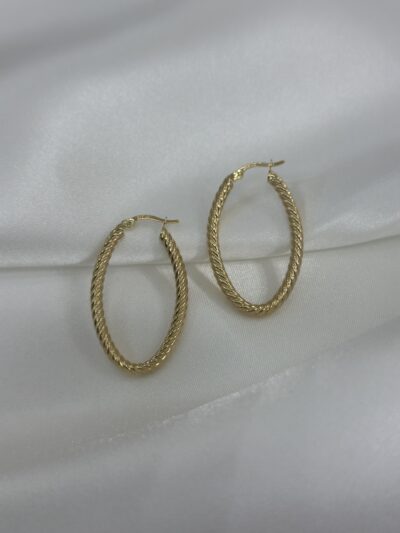 Ovaler Twist Creole -Ohrring - 585er Gold - Juwelier Di-EL