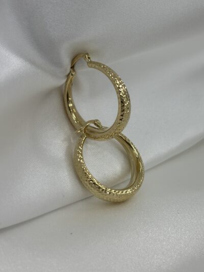 Geschliffene Runde Creole -Ohrring - 585er Gold - Juwelier Di-EL