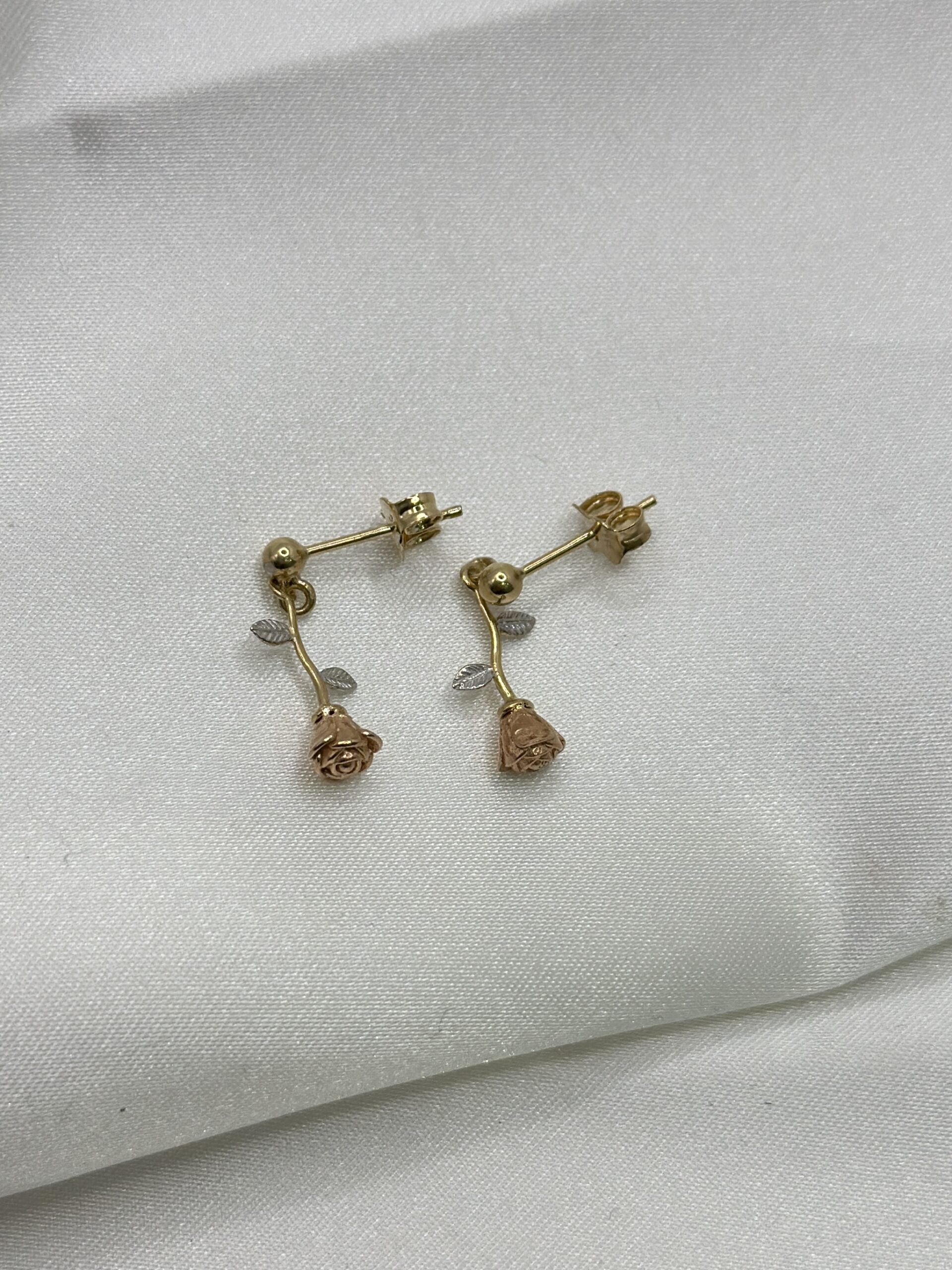 Tricolor Rose Stecker -Ohrring - 585er Gold - Juwelier Di-EL – Bild 3