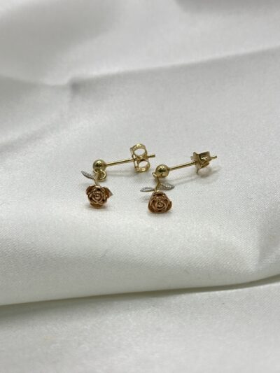 Tricolor Rose Stecker -Ohrring - 585er Gold - Juwelier Di-EL