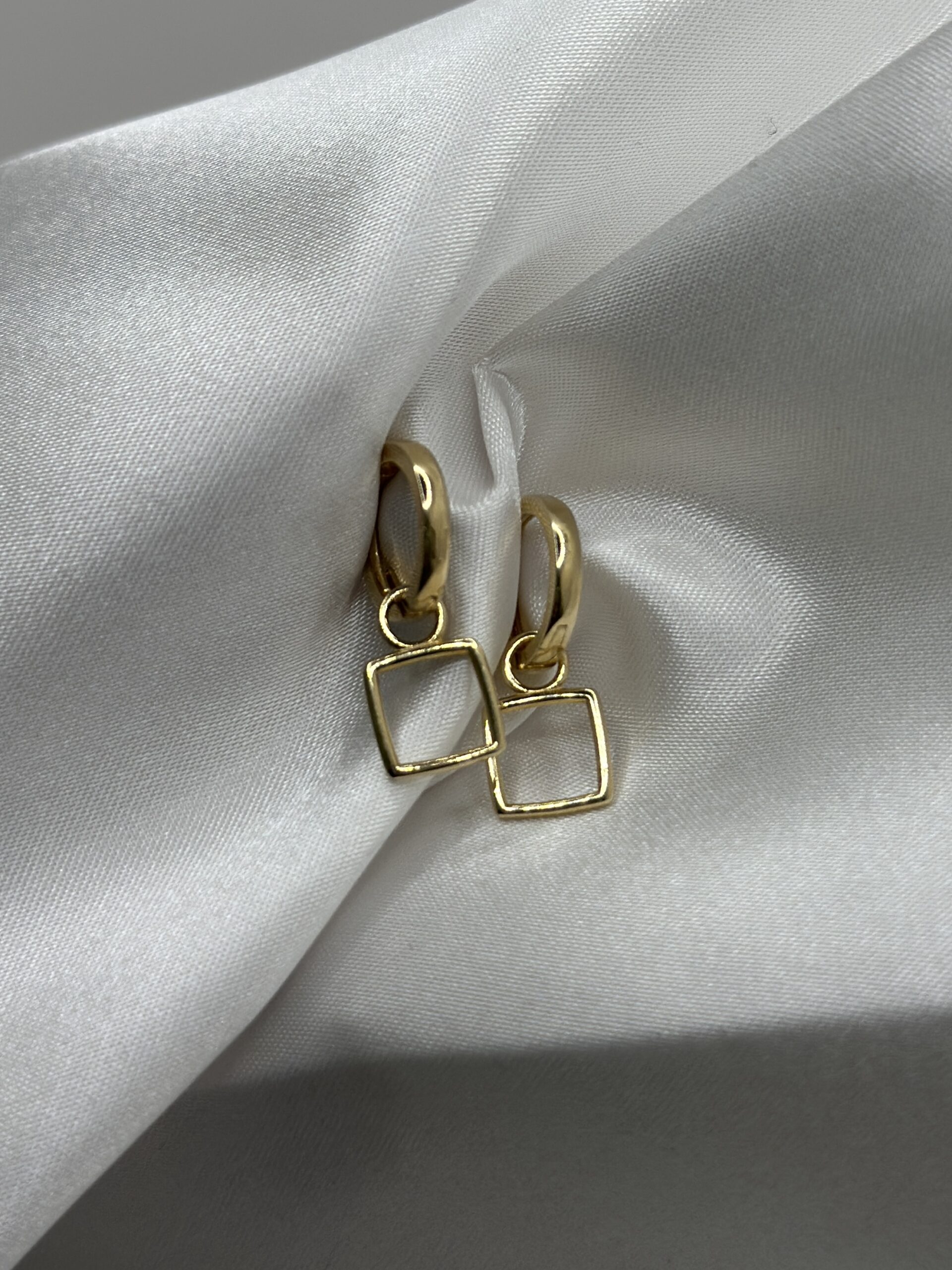 2 IN 1 Quadrat Creole -Ohrring - 585er Gold - Juwelier Di-EL – Bild 2