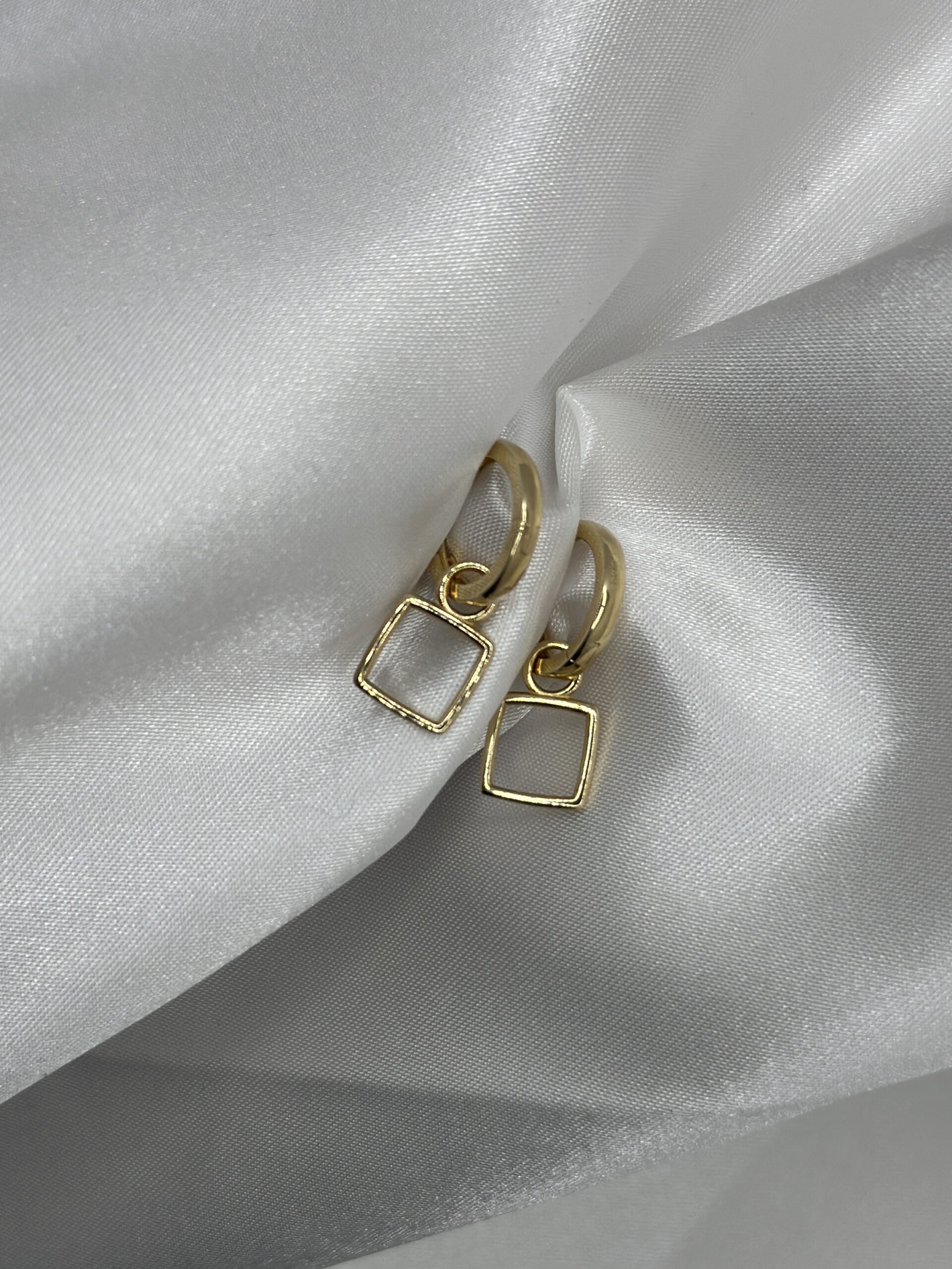 2 IN 1 Quadrat Creole -Ohrring - 585er Gold - Juwelier Di-EL – Bild 3